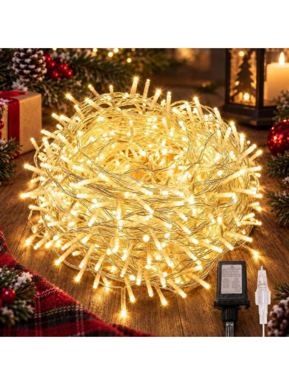 Connectable 240 LED String Lights - 88ft Indoor Outdoor Christmas Decor